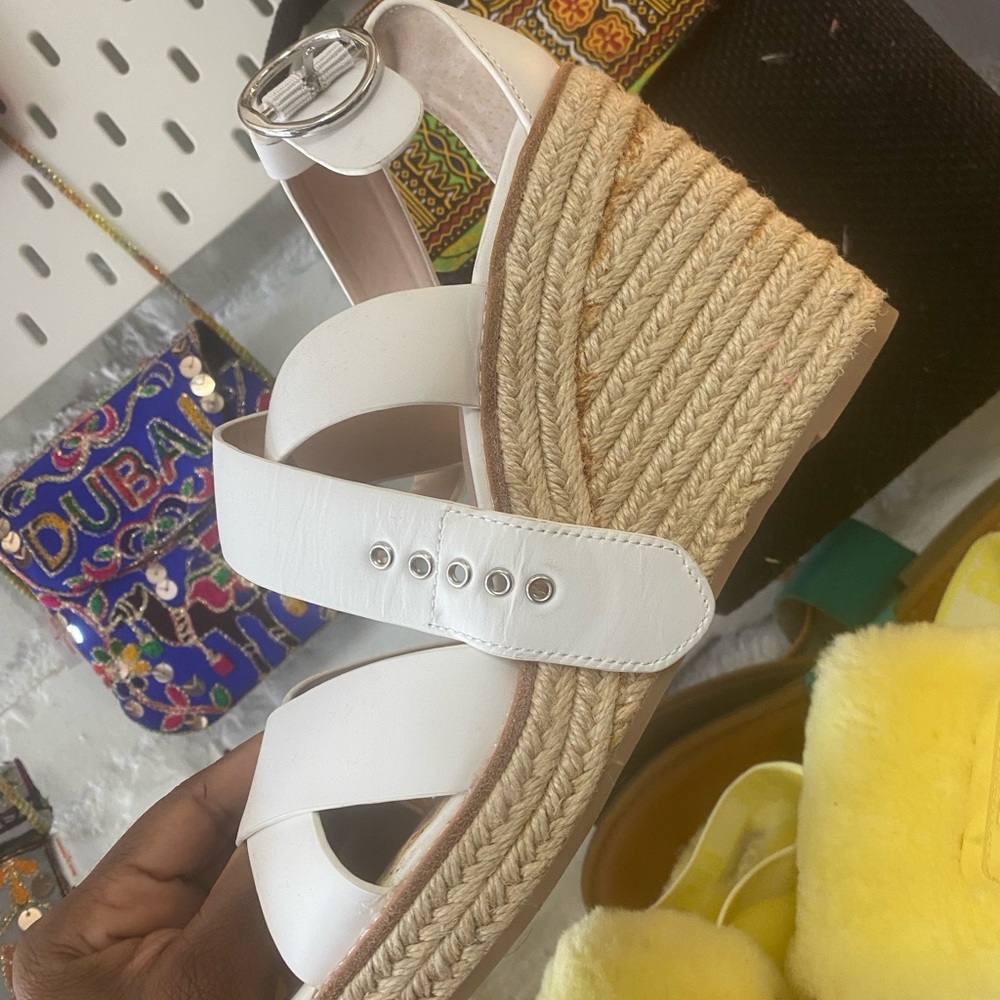 Banana Republic White Espadrille Wedge Sandals